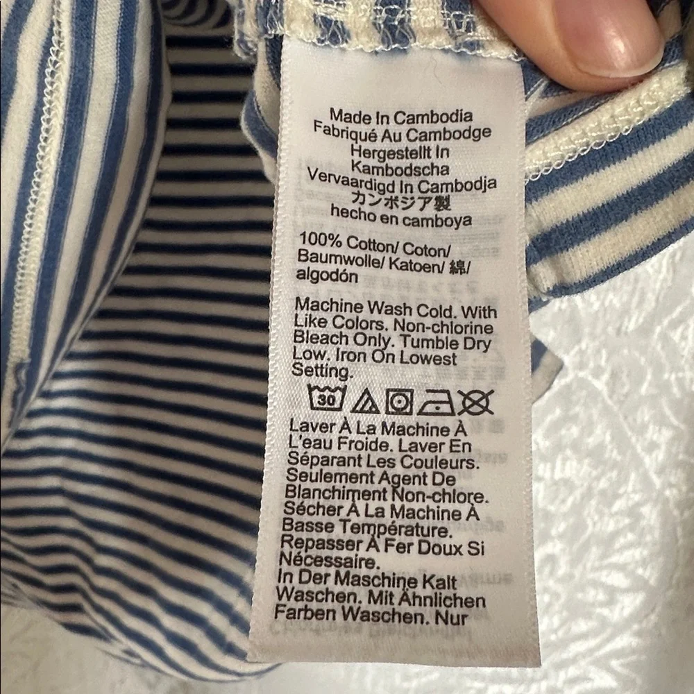 J. Crew Men's Sueded Jersey Blue & White Striped Slim Fit Polo, Medium